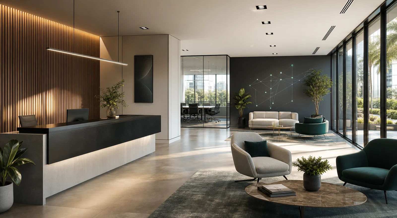 Modern Code Expression office reception and meeting space